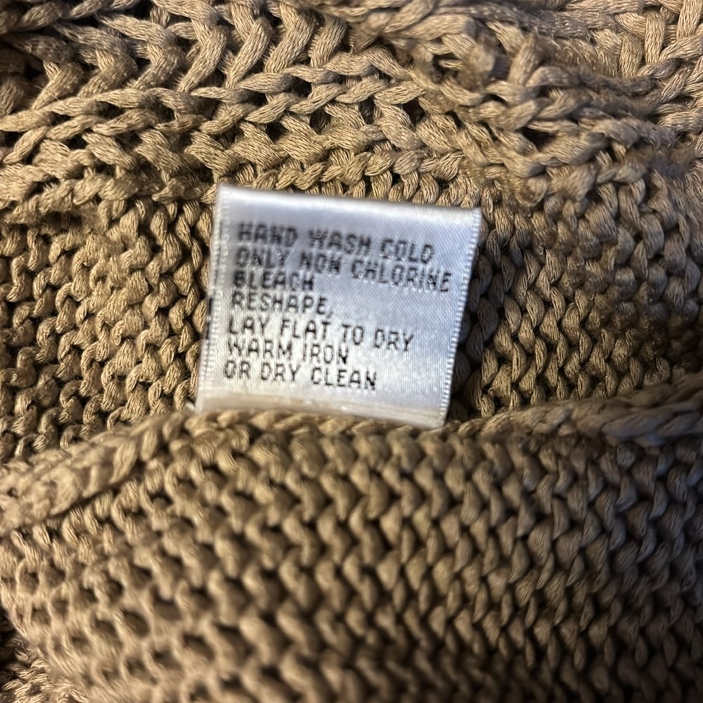 TALBOTS Brown Mercerized Cotton Hooded Cable Knit Sweater Size 3X - Picture 6 of 8